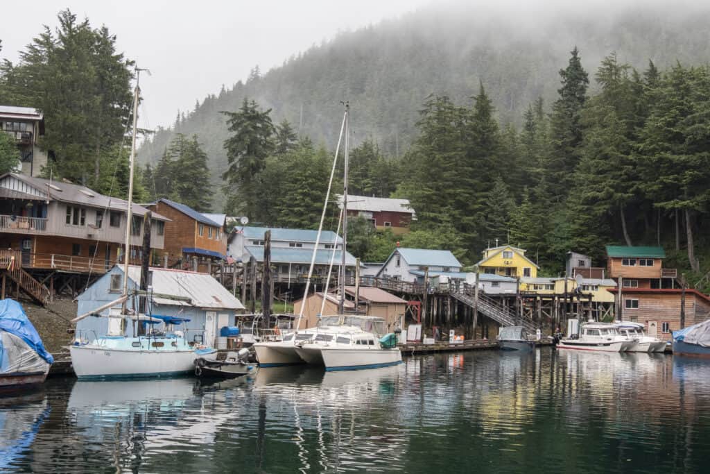 A marina with boats docked in the water.